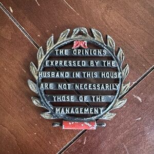 Vintage Cast Iron Wall Plaque with Humorous Quote